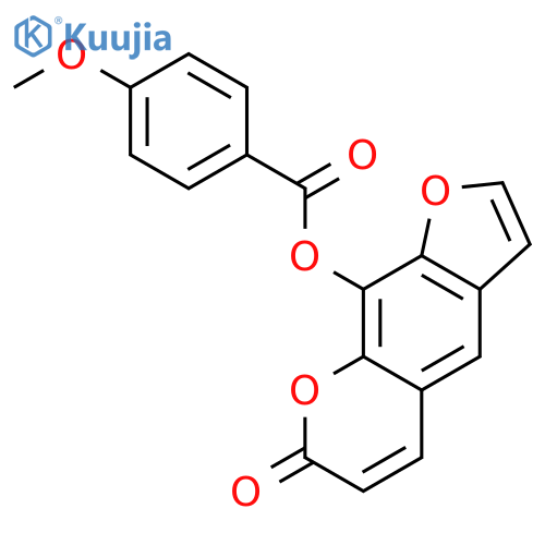 Benzoic acid, 4-methoxy-, 7-oxo-7H-furo[3,2-g][1]benzopyran-9-yl ester structure