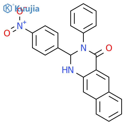 Benzo[g]quinazolin-4(1H)-one, 2,3-dihydro-2-(4-nitrophenyl)-3-phenyl- structure
