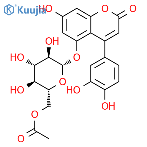 5-(6-O-Acetyl-β-D-glucopyranosyl)oxy-4-(3,4-dihydroxyphenyl)-7-hydroxy-2H-1-benzopyran-2-one structure