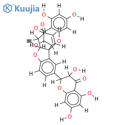 1''',2''',3''',4'''-tetrahydro-3,5,7,3'',5'',7''-hexahydroxy-4'''-keto-3'-1''',4'-O-2'''-biflavanone structure