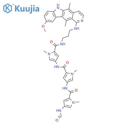 1H-Pyrrole-2-carboxamide,4-[[[4-(formylamino)-1-methyl-1H-pyrrol-2-yl]carbonyl]amino]-N-[5-[[[3-[(9-methoxy-5,11-dimethyl-6H-pyrido[4,3-b]carbazol-1-yl)amino]propyl]amino]carbonyl]-1-methyl-1H-pyrrol-3-yl]-1-methyl- structure