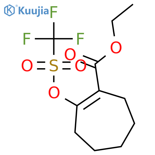 Ethyl 2-(((trifluoromethyl)sulfonyl)oxy)cyclohept-1-enecarboxylate structure