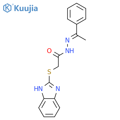 Acetic acid, (1H-benzimidazol-2-ylthio)-, (1-phenylethylidene)hydrazide structure