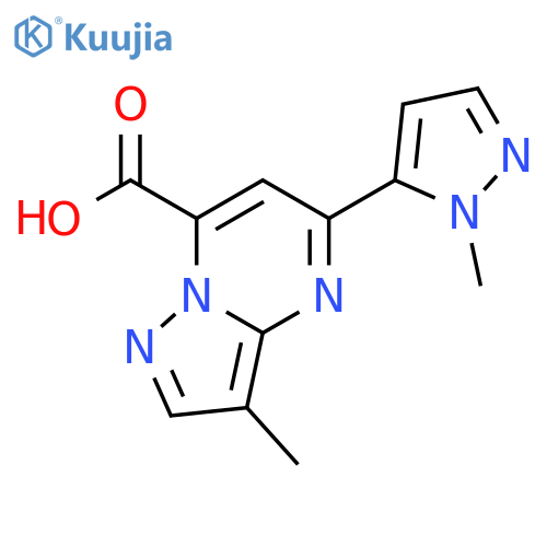 3-Methyl-5-(1-methyl-1H-pyrazol-5-yl)pyrazolo[1,5-a]pyrimidine-7-carboxylic acid structure