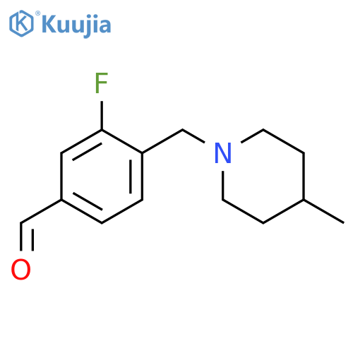 3-fluoro-4-[(4-methylpiperidin-1-yl)methyl]benzaldehyde structure