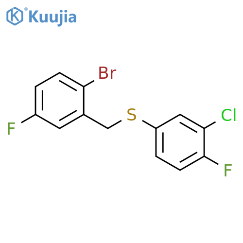 (2-Bromo-5-fluorobenzyl)(3-chloro-4-fluorophenyl)sulfane structure