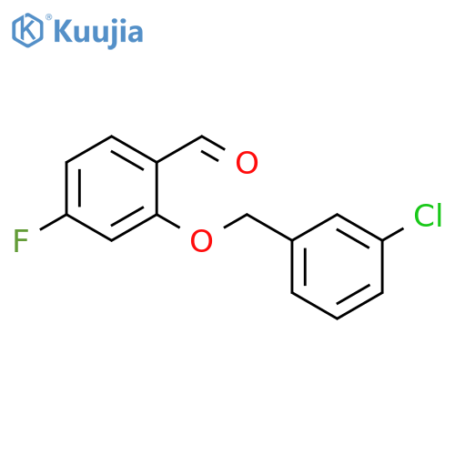 2-[(3-chlorophenyl)methoxy]-4-fluorobenzaldehyde structure