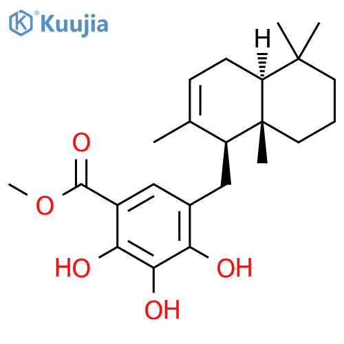 Benzoic acid, 2,3,4-trihydroxy-5-[[(1S,4aS,8aS)-1,4,4a,5,6,7,8,8a-octahydro-2,5,5,8a-tetramethyl-1-naphthalenyl]methyl]-, methyl ester structure