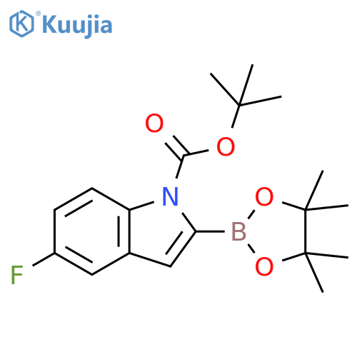 1H-Indole-1-carboxylic acid, 5-fluoro-2-(4,4,5,5-tetramethyl-1,3,2-dioxaborolan-2-yl)-, 1,1-dimethylethyl ester structure
