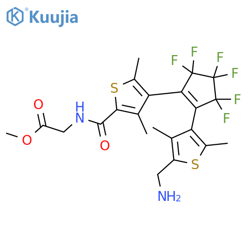 Glycine, N-[[4-[2-[5-(aminomethyl)-2,4-dimethyl-3-thienyl]-3,3,4,4,5,5-hexafluoro-1-cyclopenten-1-yl]-3,5-dimethyl-2-thienyl]carbonyl]-, methyl ester structure