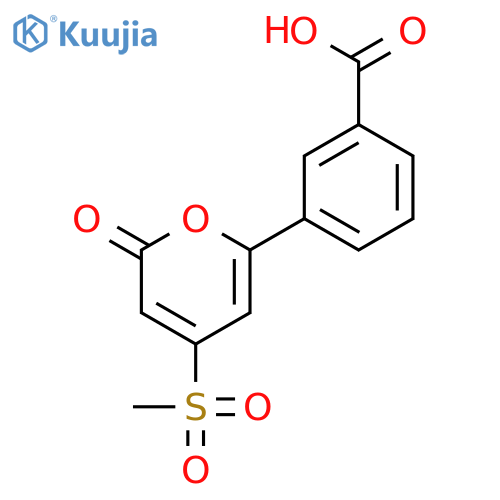 Benzoic acid, 3-[4-(methylsulfonyl)-2-oxo-2H-pyran-6-yl]- structure