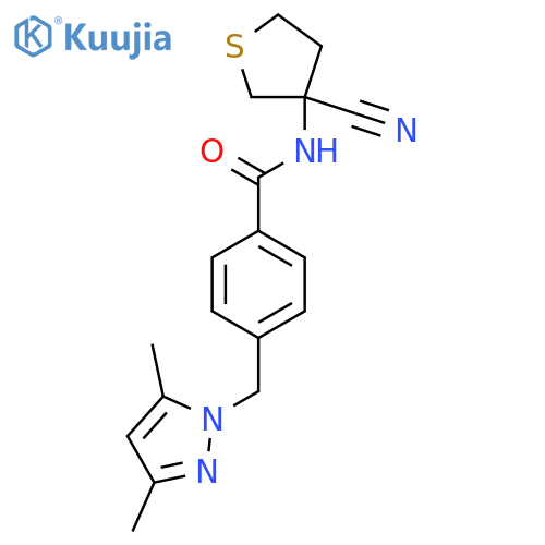 N-(3-cyanothiolan-3-yl)-4-[(3,5-dimethyl-1H-pyrazol-1-yl)methyl]benzamide structure