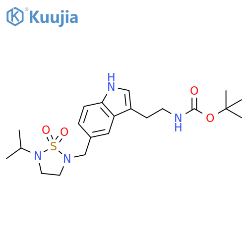 Carbamic acid,[2-[5-[[5-(1-methylethyl)-1,1-dioxido-1,2,5-thiadiazolidin-2-yl]methyl]-1H-indol-3-yl]ethyl]-, 1,1-dimethylethyl ester structure