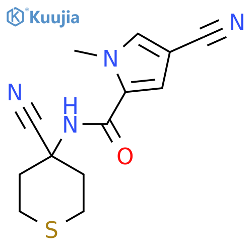 4-cyano-N-(4-cyanothian-4-yl)-1-methyl-1H-pyrrole-2-carboxamide structure