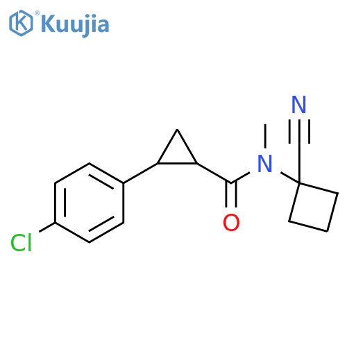 2-(4-chlorophenyl)-N-(1-cyanocyclobutyl)-N-methylcyclopropane-1-carboxamide structure