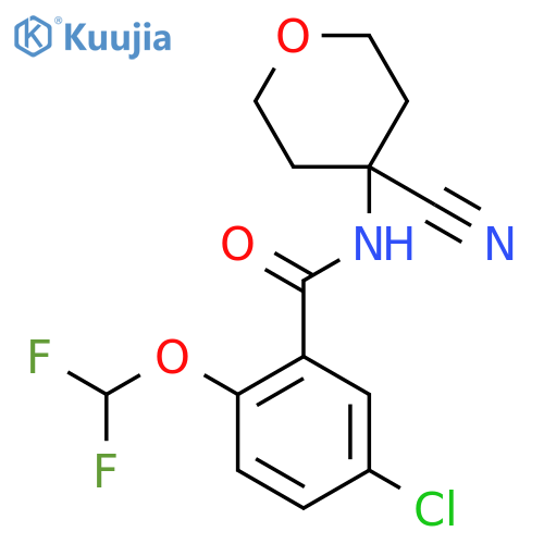 5-chloro-N-(4-cyanooxan-4-yl)-2-(difluoromethoxy)benzamide structure