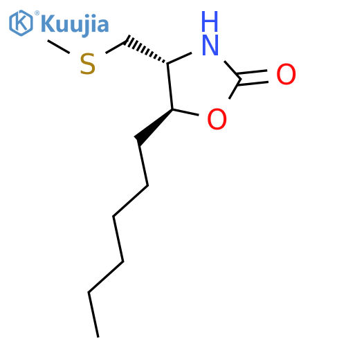2-Oxazolidinone, 5-hexyl-4-[(methylthio)methyl]-, (4R-trans)- structure