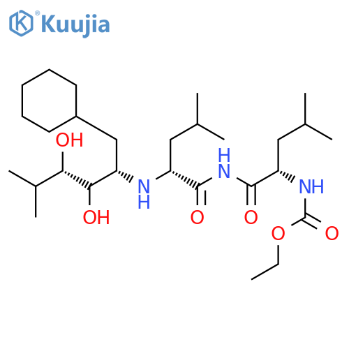 L-Leucinamide,N-(ethoxycarbonyl)-L-leucyl-N-[1-(cyclohexylmethyl)-2,3-dihydroxy-4-methylpentyl]-,[1S-(1R*,2S*,3R*)]- (9CI) structure