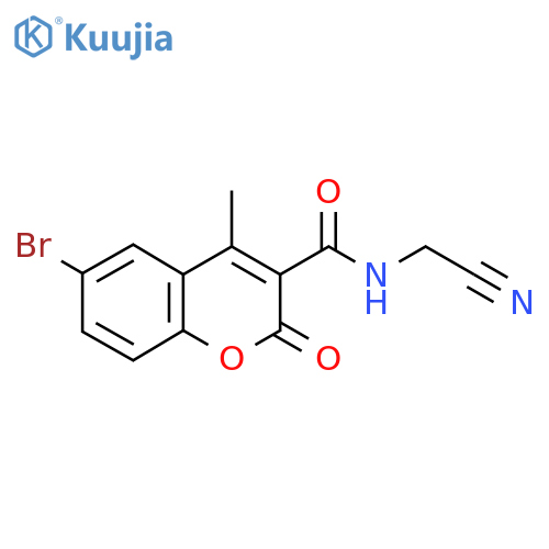 6-bromo-N-(cyanomethyl)-4-methyl-2-oxo-2H-chromene-3-carboxamide structure
