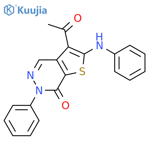 Thieno[2,3-d]pyridazin-7(6H)-one, 3-acetyl-6-phenyl-2-(phenylamino)- structure