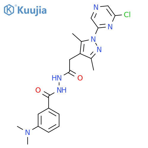 N'-{2-[1-(6-chloropyrazin-2-yl)-3,5-dimethyl-1H-pyrazol-4-yl]acetyl}-3-(dimethylamino)benzohydrazide structure