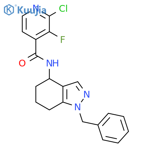 N-(1-benzyl-4,5,6,7-tetrahydro-1H-indazol-4-yl)-2-chloro-3-fluoropyridine-4-carboxamide structure
