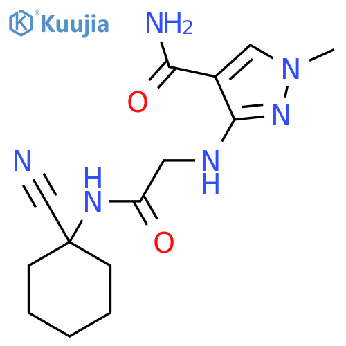 3-({[(1-cyanocyclohexyl)carbamoyl]methyl}amino)-1-methyl-1H-pyrazole-4-carboxamide structure