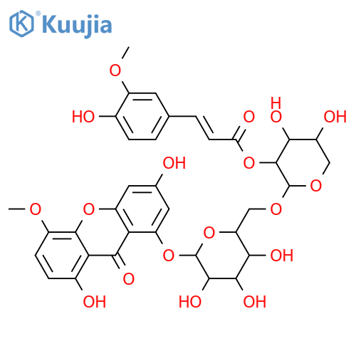 1,3,5,8-Tetrahydroxyxanthone; 5-Me ether, 1-O-[4-hydroxy-3-methoxy-E-cinnamoyl-(→2)-β-D-xylopyranosyl-(1→6)-β-D-glucopyranoside] structure