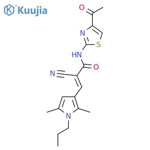 (E)-N-(4-Acetyl-1,3-thiazol-2-yl)-2-cyano-3-(2,5-dimethyl-1-propylpyrrol-3-yl)prop-2-enamide structure