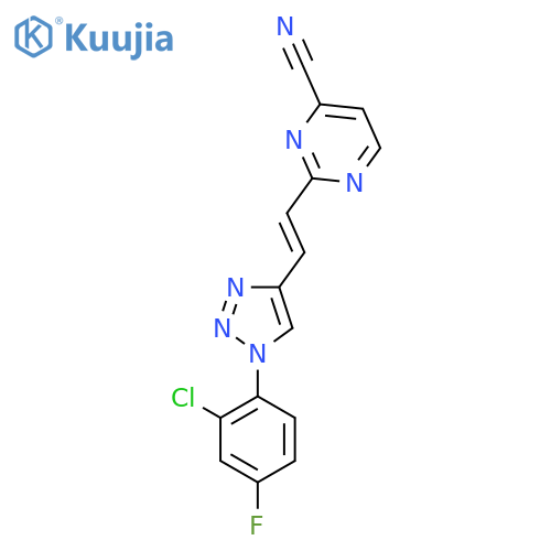 2-{2-[1-(2-chloro-4-fluorophenyl)-1H-1,2,3-triazol-4-yl]ethenyl}pyrimidine-4-carbonitrile structure
