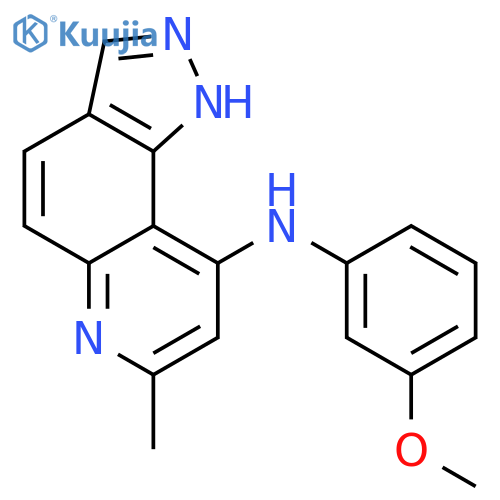 1H-Pyrazolo[3,4-f]quinolin-9-amine,N-(3-methoxyphenyl)-7-methyl-, hydrochloride (1:1) structure