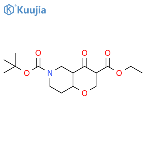 6-tert-butyl 3-ethyl 4-oxohexahydro-2H-pyrano3,2-cpyridine-3,6(7H)-dicarboxylate structure