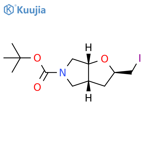 Racemic-(2S,3aS,6aS)-tert-butyl 2-(iodomethyl)tetrahydro-2H-furo2,3-cpyrrole-5(3H)-carboxylate structure