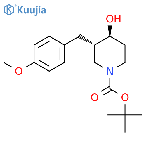 trans-tert-Butyl 4-hydroxy-3-(4-methoxybenzyl)piperidine-1-carboxylate structure