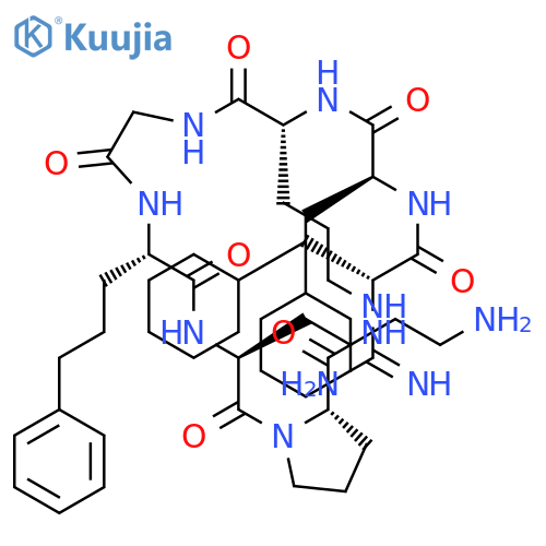Cyclo(3-cyclohexyl-D-alanyl-3-cyclohexyl-L-alanyl-D-arginylglycyl-5-phenylnorvalyl-L-lysyl-L-prolyl) structure