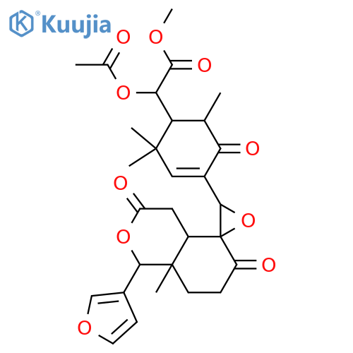 3-Cyclohexene-1-aceticacid, a-(acetyloxy)-4-[(1R,2'R,3'R,4aR,8aR)-1-(3-furanyl)hexahydro-8a-methyl-3,6-dioxospiro[1H-2-benzopyran-5(3H),2'-oxiran]-3'-yl]-2,2,6-trimethyl-5-oxo-,methyl ester, (aR,1R,6R)-(9CI) structure