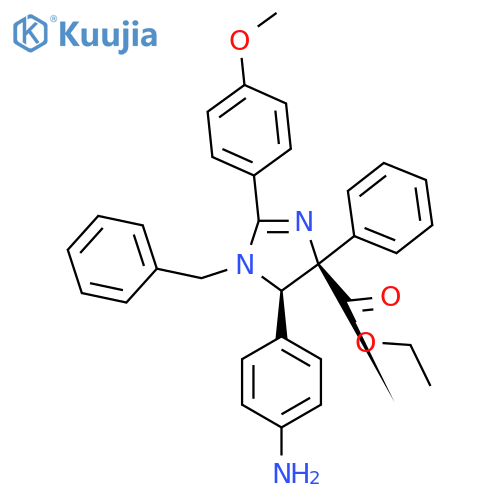 ethyl (4R,5R)-5-(4-aminophenyl)-1-benzyl-2-(4-methoxyphenyl)-4-phenyl-4,5-dihydro-1H-imidazole-4-carboxylate structure