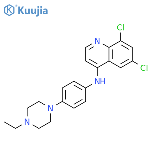4-Quinolinamine, 6,8-dichloro-N-[4-(4-ethyl-1-piperazinyl)phenyl]- structure