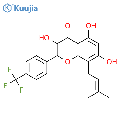 3,5,7-Trihydroxy-8-(3-methyl-but-2-enyl)-2-(4-trifluoromethyl-phenyl)-chromen-4-one structure