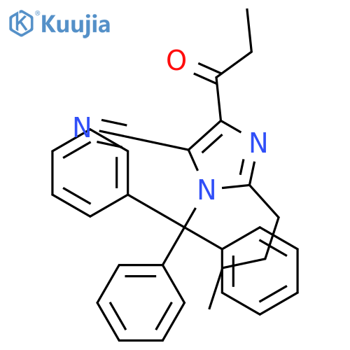 1H-Imidazole-5-carbonitrile, 2-butyl-4-(1-oxopropyl)-1-(triphenylmethyl)- structure