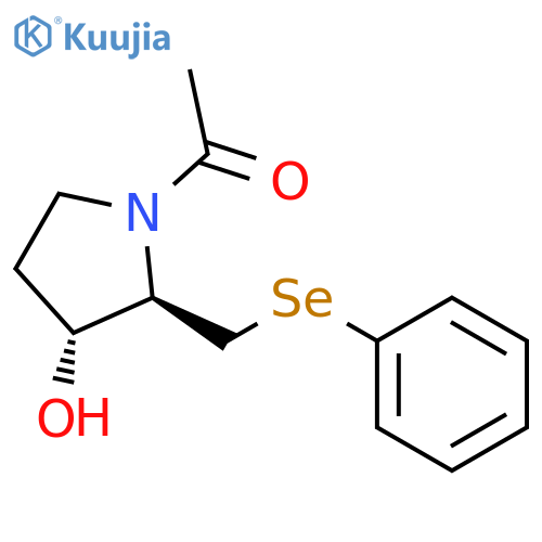 3-Pyrrolidinol, 1-acetyl-2-[(phenylseleno)methyl]-, trans- structure