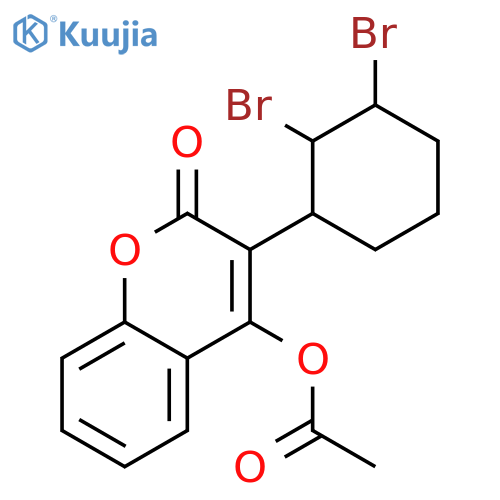 2H-1-Benzopyran-2-one, 4-(acetyloxy)-3-(2,3-dibromocyclohexyl)- structure