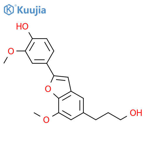 4-(5-(3-Hydroxypropyl)-7-methoxybenzofuran-2-yl)-2-methoxyphenol structure