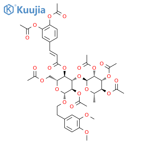 b-D-Glucopyranoside,2-(3,4-dimethoxyphenyl)ethyl 3-O-(2,3,4-tri-O-acetyl-6-deoxy-a-L-mannopyranosyl)-,2,6-diacetate 4-[3-[3,4-bis(acetyloxy)phenyl]-2-propenoate], (E)- (9CI) structure
