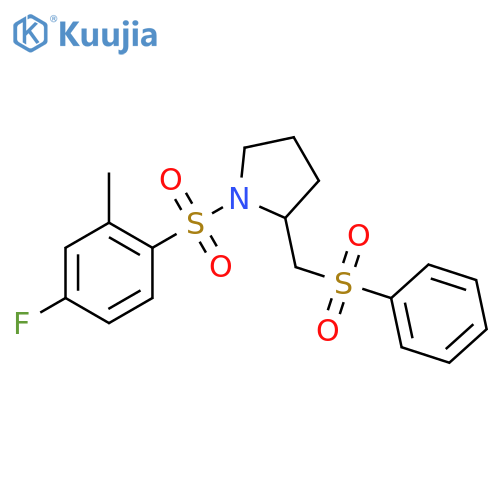 2-(benzenesulfonyl)methyl-1-(4-fluoro-2-methylbenzenesulfonyl)pyrrolidine structure