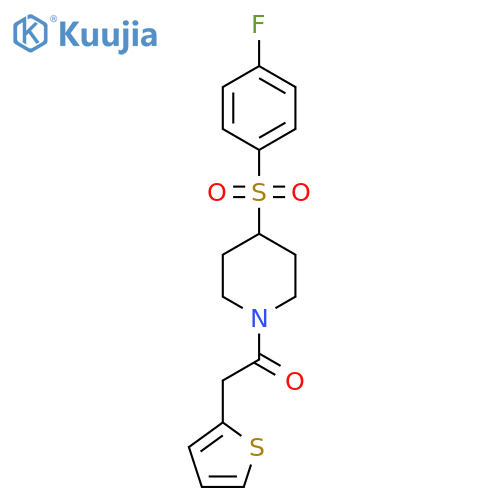 1-4-(4-fluorobenzenesulfonyl)piperidin-1-yl-2-(thiophen-2-yl)ethan-1-one structure