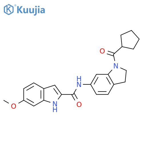 N-(1-cyclopentanecarbonyl-2,3-dihydro-1H-indol-6-yl)-6-methoxy-1H-indole-2-carboxamide structure