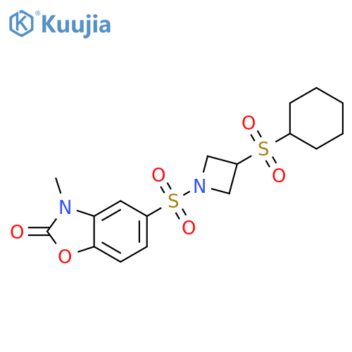 5-{3-(cyclohexanesulfonyl)azetidin-1-ylsulfonyl}-3-methyl-2,3-dihydro-1,3-benzoxazol-2-one structure