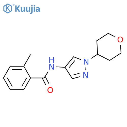 2-methyl-N-[1-(oxan-4-yl)pyrazol-4-yl]benzamide structure