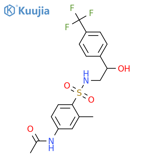 N-4-({2-hydroxy-2-4-(trifluoromethyl)phenylethyl}sulfamoyl)-3-methylphenylacetamide structure